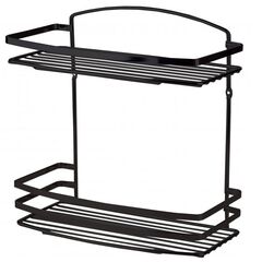TEKNO-TEL Εταζέρα Μπάνιου INOX Matt (Ανοξείδωτο Ατσάλι-Ματ Όψη) 2όροφη 25x13x28cm Βάρος 0.75kg Πάχος Ø5mm Μαύρο Matt