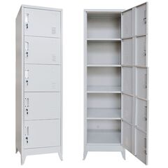 STEELEN Μεταλλική Ντουλάπα-Φοριαμός (Locker) 50x45x190cm 5 Ντουλάπια Πάχος 0.4mm 25kg Γκρι Ανοικτό