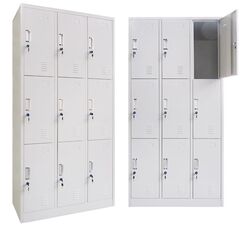 STEELEN Μεταλλική Ντουλάπα - Φοριαμός (Locker) 90x45x185cm 9 Ντουλάπια ΧΩΡΙΣ ΠΟΔΙΑ Πάχος 0.4mm 50kg Γκρι Ανοιχτό