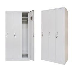 STEELEN Μεταλλική Ντουλάπα - Φοριαμός (Locker) 90x45x185cm 3φυλλη 51kg Ανοικτό Γκρι ΧΩΡΙΣ ΠΟΔΙΑ Πάχος 0.4mm