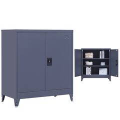 STEELEN Μεταλλική Ντουλάπα 90x45x101cm Πάχους 0.6mm/0.8mm (πάτωμα) Γαλβανιζέ με 2 Ράφια και Ρυθμιζόμενα Πόδια - 3 Αποθηκευτικοί Χώροι Ανθρακί Ματ