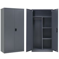 STEELEN Μεταλλική Ντουλάπα 70x40x171cm Πάχους 0.6mm/0.8mm (πάτωμα) ΧΩΡΙΣ ΠΟΔΙΑ Γαλβανιζέ με Χώρισμα - 5 Αποθηκευτικοί Χώροι Ανθρακί Ματ