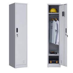 STEELEN Μεταλλική Ντουλάπα-Φοριαμός (Locker) 38x45x181cm Μονόφυλλη 23.5kg Πάχος 0.4mm Ανοικτό Γκρι 2 Ράφια- 3 Αποθηκευτικοί Χώροι ΧΩΡΙΣ ΠΟΔΙΑ