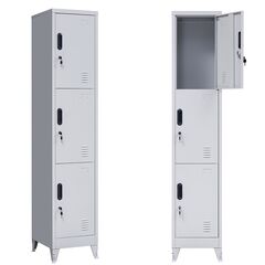STEELEN Μεταλλική Ντουλάπα - Φοριαμός (Locker) 38x45x191cm 3 Θέσεων 18kg 4 Ρυθμιζόμενα Πόδια Πάχος 0.4mm Γκρι Ανοικτό