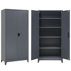 STEELEN Μεταλλική Ντουλάπα 70x40x181cm Πάχους 0.6mm/0.8mm (πάτωμα) Γαλβανιζέ με 4 Ράφια και Ρυθμιζόμενα Πόδια - 5 Αποθηκευτικοί Χώροι Ανθρακί Ματ