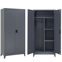 STEELEN Μεταλλική Ντουλάπα 70x40x181cm Πάχους 0.6mm/0.8mm (πάτωμα) Γαλβανιζέ με Χώρισμα και Ρυθμιζόμενα Πόδια - 5 Αποθηκευτικοί Χώροι Ανθρακί Ματ