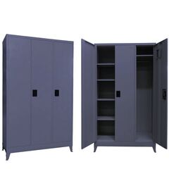 STEELEN Μεταλλική Ντουλάπα 115x45x191cm Γαλβανιζέ 3φυλλη με 5 Ράφια και Ρυθμιζόμενα Πόδια -7 Αποθηκευτικοί Χώροι 56.5kg Ανθρακί Ματ