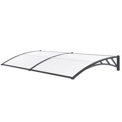 VESTA Στέγαστρο Πόρτας/Παραθύρου 240x100cm Πλαστικό ABS Αλουμίνιο Πάχους 1mm Πολυκαρμπονικό Πάνελ Πάχους 5mm 7.6kg Ανθρακί-Διάφανο
