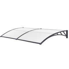 VESTA Στέγαστρο Πόρτας/Παραθύρου 240x120cm Πλαστικό ABS Αλουμίνιο Πάχους 1mm Πολυκαρμπονικό Πάνελ Πάχους 5mm 8.6kg Ανθρακί-Διάφανο