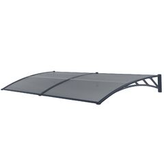 VESTA Στέγαστρο Πόρτας/Παραθύρου 240x120cm Πλαστικό ABS Αλουμίνιο Πάχους 1mm Πολυκαρμπονικό Πάνελ Πάχους 5mm 8.6kg Ανθρακί-Διάφανο Ανθρακί