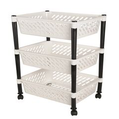 Τρόλεϊ Τροφίμων 39x30x62cm 3όροφο 1.4kg Πλαστικό με Ρόδες Λευκό-Μαύρο