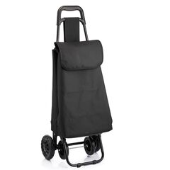 VESTA Καρότσι Λαϊκής 36lt Μεταλλικό 35x48x84cm 2+2 Ρόδες με Σάκο Πολυεστέρα Αντοχής 25kg Μαύρο