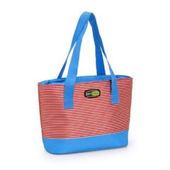 GIOSTYLE Ιταλίας Ισοθερμική Τσάντα 36x11x24cm Πάχος 6mm 9lt Πολυεστέρας 600D MAX Απόδοση 7 Ώρες Πιστοποίηση REACH COOLBAG BEACH SMALL Κόκκινες Ρίγες Μπλε