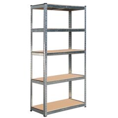 VESTA Μεταλλική Γαλβανιζέ Ραφιέρα Dexion 5όροφη 80x40x180cm με Μοριοσανίδες Πάχους 4mm 12kg Πάχος Δοκών 0.63mm MAX Αντοχή 875kg (175kg / Ράφι)