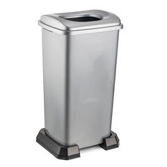 Κάδος Ανακύκλωσης 70lt με Πλαστική Βάση 43x34x71cm με Άνοιγμα 23.7x18.7cm στο Καπάκι Πλαστικός 2.64kg Ασημί