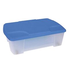 ARTPLAST Ιταλίας Κουτί Αποθήκευσης 56.5x39x19cm Πλαστικό 26lt με Ρόδες Βάρος 1.5kg Διάφανο με Μπλε Καπάκι
