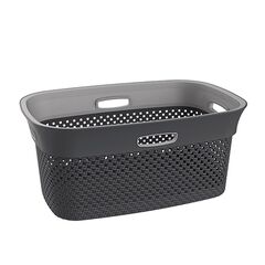 Καλάθι Ρούχων 59x39x26cm 45lt Πλαστικό 1.37kg με Σχέδιο Μάλλινου Πλεκτού WOOLLY Ανθρακί με Τέσσερις Λαβές DEA HOME ITALY