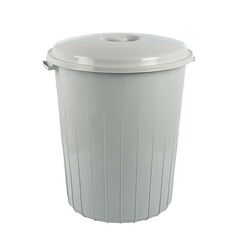 Kάδος Απορριμμάτων 50lt Ø42x49cm Πλαστικός με Καπάκι 1.05Kg Κουζίνας-Επαγγελματικός Γκρι Μπεζ