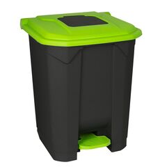 Κάδος Απορριμάτων 50lt 43x41x56cm Πλαστικός 3.8kg με Εσωτερικό Κάδο 36x29x47.5cm + Πεντάλ + Ρόδες +  Μικρό Ανοιγόμενο Καπάκι Μαύρο - Πράσινο