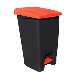 Κάδος Απορριμάτων 70lt 44x52x73cm 3.7kg Πλαστικός Επαγγελματικός/Οικιακός με Ρόδες και Χειρολαβή Μαύρο - Κόκκινο