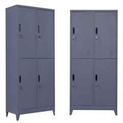 STEELEN Μεταλλική Ντουλάπα - Φοριαμός (Locker) 90x45x190cm 4 Θέσεων Πάχος 0.4mm με Ρυθμιζόμενα Πόδια 46kg Ανθρακί Ματ