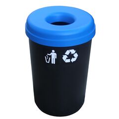 Κάδος Ανακύκλωσης 60lt Ø41x62.5cm 1.91kg Πλαστικός με Άνοιγμα Ø14cm στο Καπάκι Μαύρο-Μπλε Ελλάδας