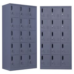 STEELEN Μεταλλική Ντουλάπα - Φοριαμός (Locker) 90x45x180cm 15 Ντουλάπια Πάχος 0.4mm ΧΩΡΙΣ ΠΟΔΙΑ 54kg Ανθρακί Ματ