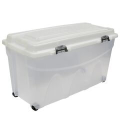BAMA Ιταλίας Κουτί Αποθήκευσης 80x40x45cm 85lt Πλαστικό με Κλιπς και 4 Ρόδες Διάφανο IPERBOX