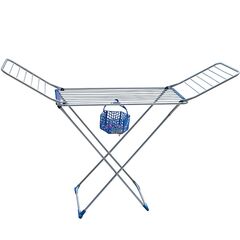 VESTA Απλώστρα Ρούχων 100% Αλουμινίου 185x55x120cm 3φυλλη με Ρόδες MAX Άπλωμα 20m Βάρος 1.62kg + Καλάθι με 20 Mini Μανταλάκια  ALUHANG
