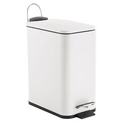 VESTA Κάδος Μπάνιου 5lt Ορθογώνιος με Πεντάλ Soft Close 29x14x30cm Καπάκι Slim Μεταλλικός Matte Λευκός