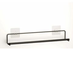 TEKNO-TEL Κρεμάστρα/Ράγα Πετσέτας Μπάνιου 45.5x7x7cm 3 Θέσεων Επιχρωμιωμένο Ατσάλι με Αυτοκόλλητο Γάντζο Σιλικόνης Μαύρη Matte