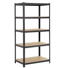 VESTA Μεταλλική Γαλβανιζέ Ραφιέρα Dexion 5όροφη 90x40x180cm με Μοριοσανίδες Πάχους 4mm 13.4kg Πάχος Δοκών 0.63mm MAX Αντοχή 875kg (175kg / Ράφι) Μαύρη