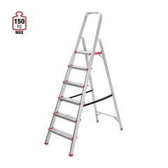 VESTA Σκάλα Αλουμινίου 5+1 Σκαλιά 47.5x110x166cm Αντοχή 150kg Βάρος 3.93kg με Ιμάντα
