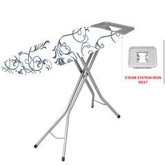 Σιδερώστρα Ατμού XL 155x45x95cm Μεταλλική με Επιφάνεια Σιδερώματος 125x45cm 7Kg Σχάρα 42x30cm Διάμετρος Ποδιού Ø34mm PEARL FLORAL SWIRLS