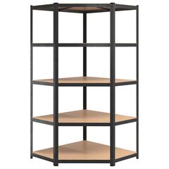 VESTA Μεταλλική Γαλβανιζέ Ραφιέρα Dexion 5όροφη 90x90x180cm με Μοριοσανίδες Πάχους 5mm 24.5kg Πάχος Δοκών 0.7mm MAX Αντοχή 875kg (175kg / Ράφι) Μαύρη