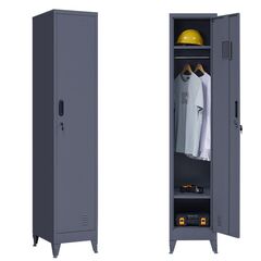 STEELEN Μεταλλική Ντουλάπα-Φοριαμός (Locker) 38x45x191cm Μονόφυλλη 23.5kg Πάχος 0.4mm Ανθρακί 2 Ράφια- 3 Αποθηκευτικοί Χώροι 4 Ρυθμιζόμενα Πόδια