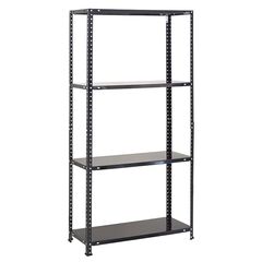 VESTA Μεταλλική Γαλβανιζέ Ραφιέρα Dexion 4όροφη 75x30x145.5cm 5kg MAX Αντοχή 120kg (30kg / Ράφι) Μαύρη