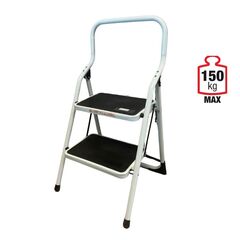 VESTA Σκαλοσκαμπό Μεταλλικό 45x47x87cm με 2 Σκαλιά MAX Αντοχή 150kg Βάρος 4.9kg PLUS Λευκό