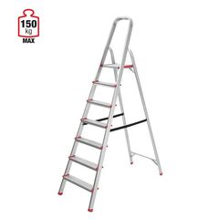 VESTA Σκάλα Aλουμινίου 6+1 Σκαλιά 49x121.5 x186cm Αντοχής150kg Βάρους 4.3kg με Ιμάντα