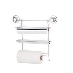 TEKNO-TEL Πολυθήκη Κουζίνας 37x8x32cm Πάχος Ø7mm Αντοχή 12kg Επιχρωμιωμένο Ατσάλι με Βεντούζα EXTRA STRONG