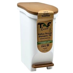 Κάδος Μπάνιου με Πεντάλ 13.5lt 15.5x27.7x31.5cm με Εσωτερικό Κάδο 7lt Πλαστικό SOFT CLOSE Λευκό-Καφέ Ελλάδας