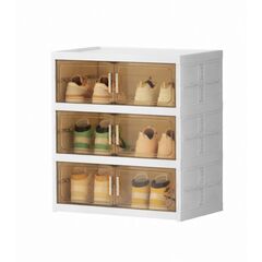VESTA Παπουτσοθήκη 3όροφη 46x35x56cm 3.6kg με Ημιδιάφανα Πορτάκια Λευκό