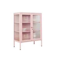 STEELEN COLOR Μεταλλική Ντουλάπα 80x40x90cm Πάχους 0.8mm Εσωτερικού Χώρου με Τζάμι και Πόδια Baby Pink