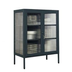 STEELEN COLOR Μεταλλική Ντουλάπα 80x40x90cm Πάχους 0.8mm Εσωτερικού Χώρου με Τζάμι και Πόδια Slate Grey