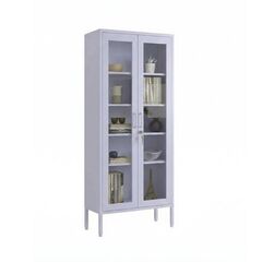 STEELEN COLOR Μεταλλική Ντουλάπα - Βιβλιοθήκη  80x35x190cm Πάχους 0.8mm Εσωτερικού Χώρου με Τζάμι και Πόδια Lilac