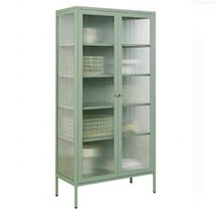 STEELEN COLOR Μεταλλική Ντουλάπα 90x55x190cm Πάχους 0.8mm Εσωτερικού Χώρου με Τζάμι και Πόδια Pastel Green