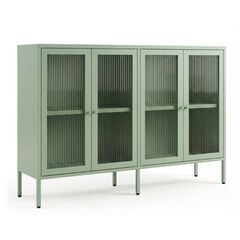 STEELEN COLOR Μεταλλικό Ντουλάπι - Έπιπλο Τηλεόρασης 160x45x55cm Πάχους 0.8mm Εσωτερικού Χώρου με Πόδια και Τζάμι Pastel Green