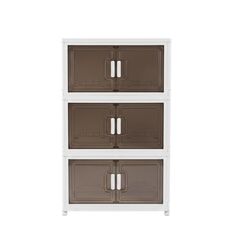 VESTA Πλαστική Ντουλάπα Αποθήκευσης 3όροφη 55x32x94cm 5kg με Ημιδάφανα Πορτάκια και Ροδάκια