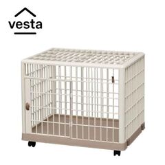 VESTA Κλουβί Περιορισμού και Περίφραξης Κατοικιδίου 81x55.5x62.5cm Πλαστικό ABS με Ρόδες 10.5kg PetCage Medium/Large Μπεζ
