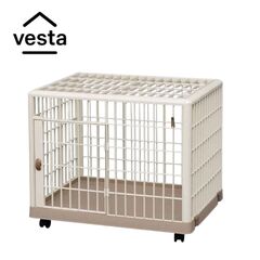 VESTA Κλουβί Περιορισμού και Περίφραξης Κατοικιδίου 96x66x74cm Πλαστικό ABS με Ρόδες 14.2kg PetCage 1 Large/Xlarge Μπεζ
